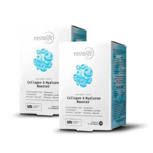 Miniaturka artykułu - Zestaw Revolife Collagen & Hyaluron Booster, 2 x 90 kapsułek