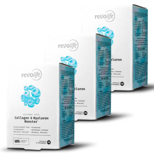 Miniaturka artykułu - Zestaw Revolife Collagen & Hyaluron Booster, 3 x 90 kapsułek