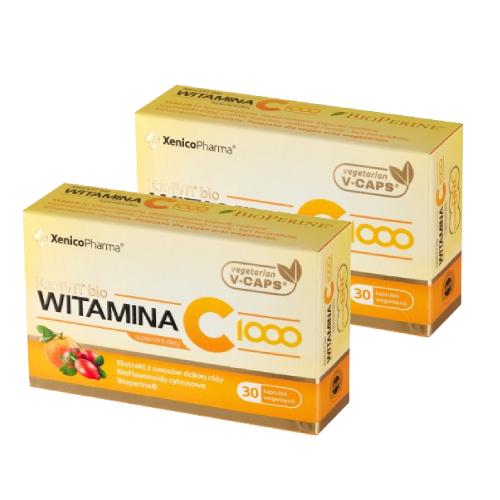 Miniaturka artykułu - Zestaw suplement&oacute;w XeniVIT bio Witamina C 1000, 2x30 kapsułek