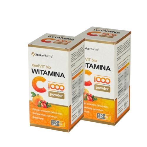 Miniaturka artykułu - Zestaw suplement&oacute;w XeniVIT bio Witamina C 1000 POWDER, 2x 150 porcji