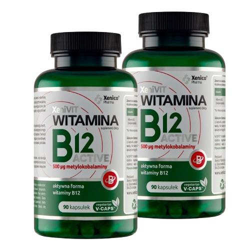 Miniaturka artykułu - Zestaw suplement&oacute;w XeniVIT Witamina B12 Active, 2x90 kapsułek