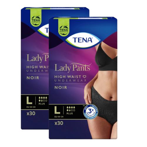 Miniaturka artykułu - Zestaw TENA Lady Pants Plus Noir L 95-130 cm, bielizna chłonna, 2x 30 szt.