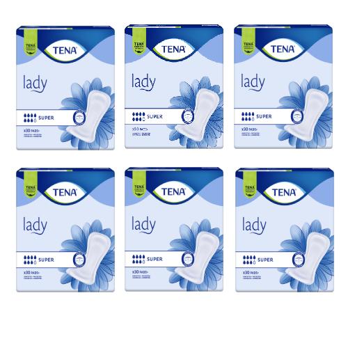 Miniaturka artykułu - Zestaw TENA LADY Super Wkładki anatomiczne - 6x30 sztuk