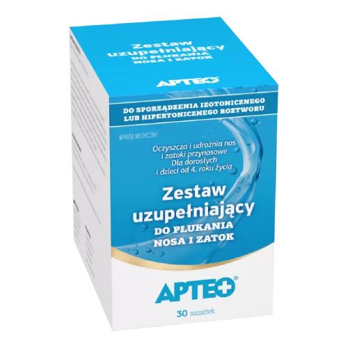 Miniaturka artykułu - Zestaw uzupełniający do płukania nosa i zatok APTEO, 30 saszetek