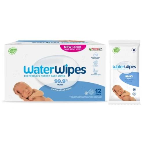 Miniaturka artykułu - Zestaw WaterWipes BIO Chusteczki nawilżane wodne, 12 x 60 szt. + 28 szt.
