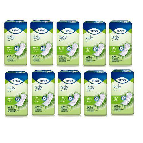Miniaturka artykułu - Zestaw TENA Lady Slim Mini Specjalistyczne podpaski, 10x20szt.