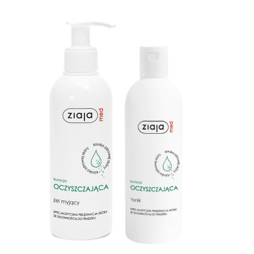 Miniaturka artykułu - ZIAJA MED ANTYBAKTERYJNA Zestaw żel myjący, 200ml + tonik oczyszczający, 200ml