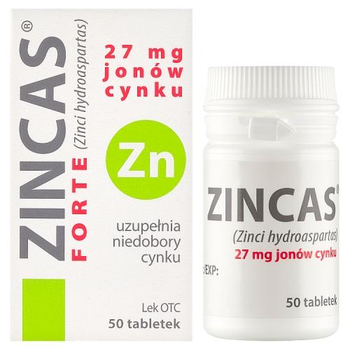 Miniaturka artykułu - Zincas Forte 27mg - 50 tabletek