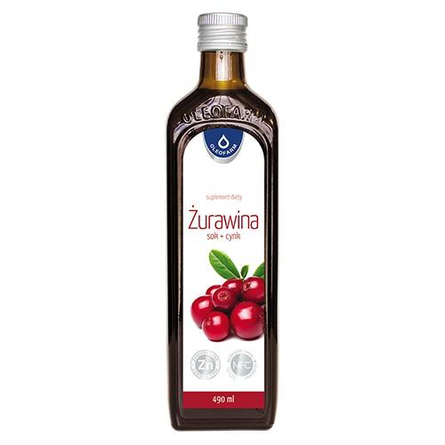 Miniaturka artykułu - Oleofarm Żurawina sok + cynk, 490ml