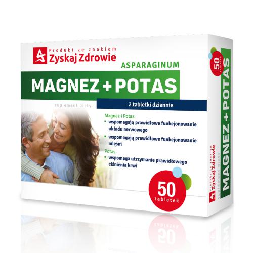 Miniaturka artykułu - ZYSKAJ ZDROWIE Asparaginum Magnez + Potas, 50 tabletek