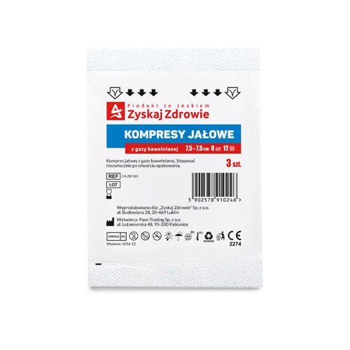 ZYSKAJ ZDROWIE Kompresy gazowe jałowe 7,5 x 7,5 cm, 3 szt.